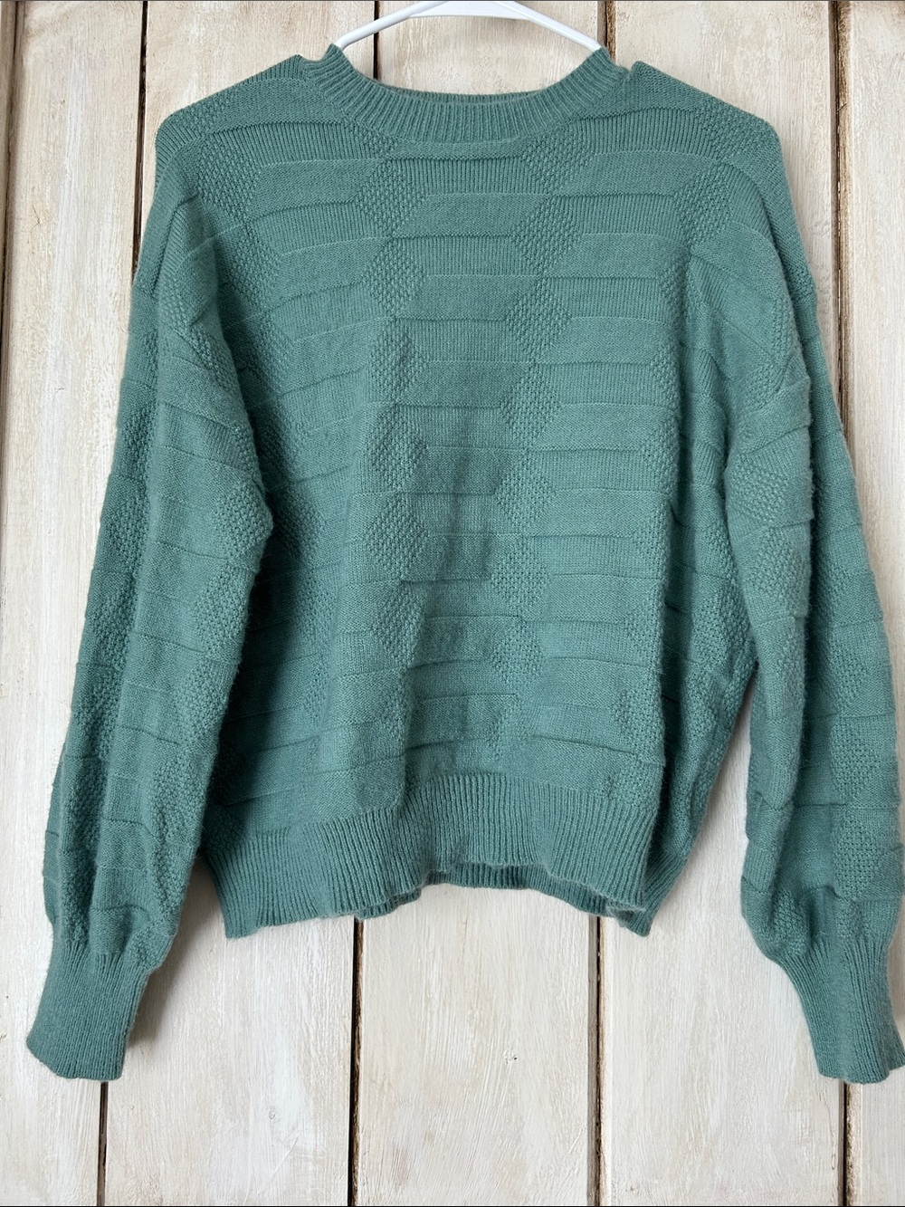 SHEIN Textured Sage Green Crewneck Sweater